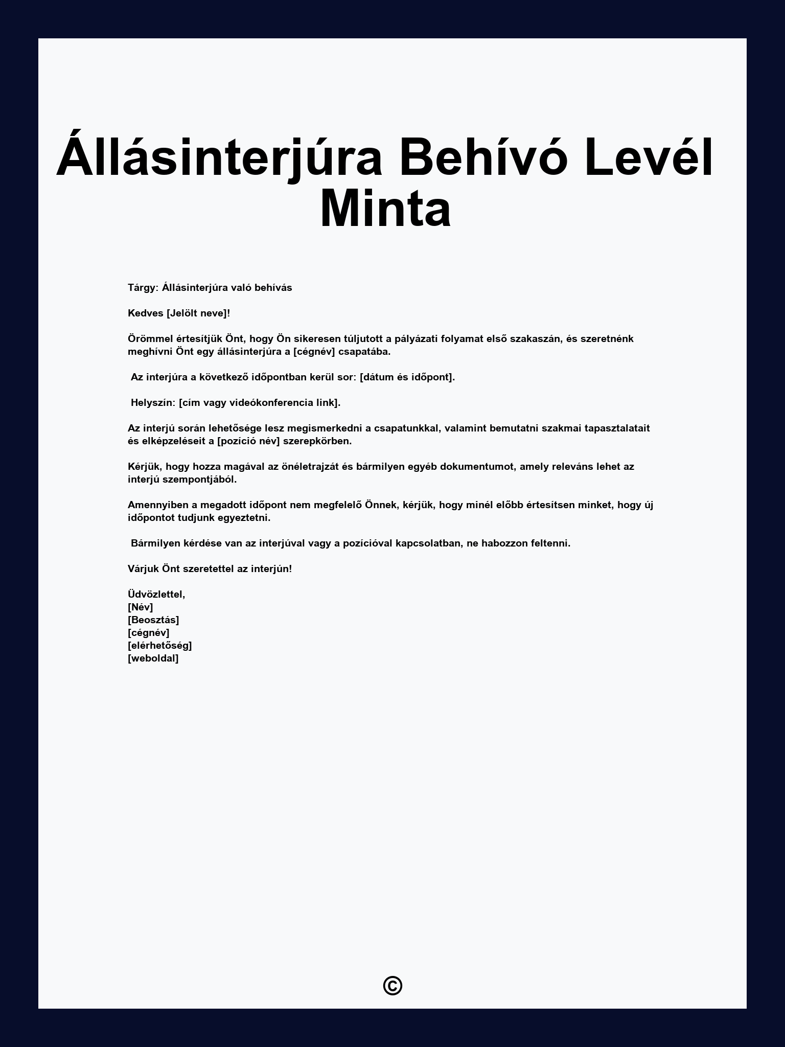 Állásinterjúra Behívó Levél Minta