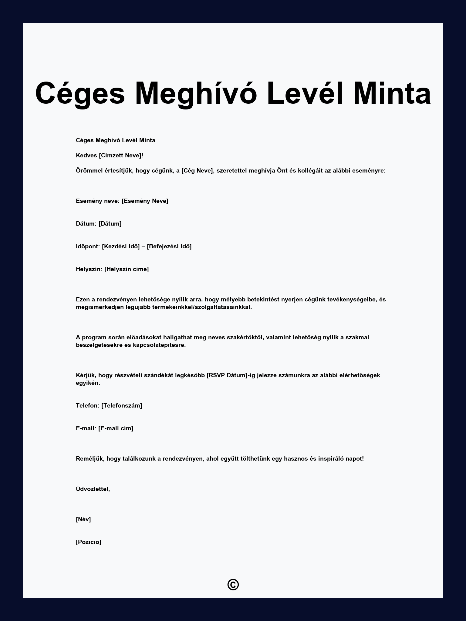 Céges Meghívó Levél Minta