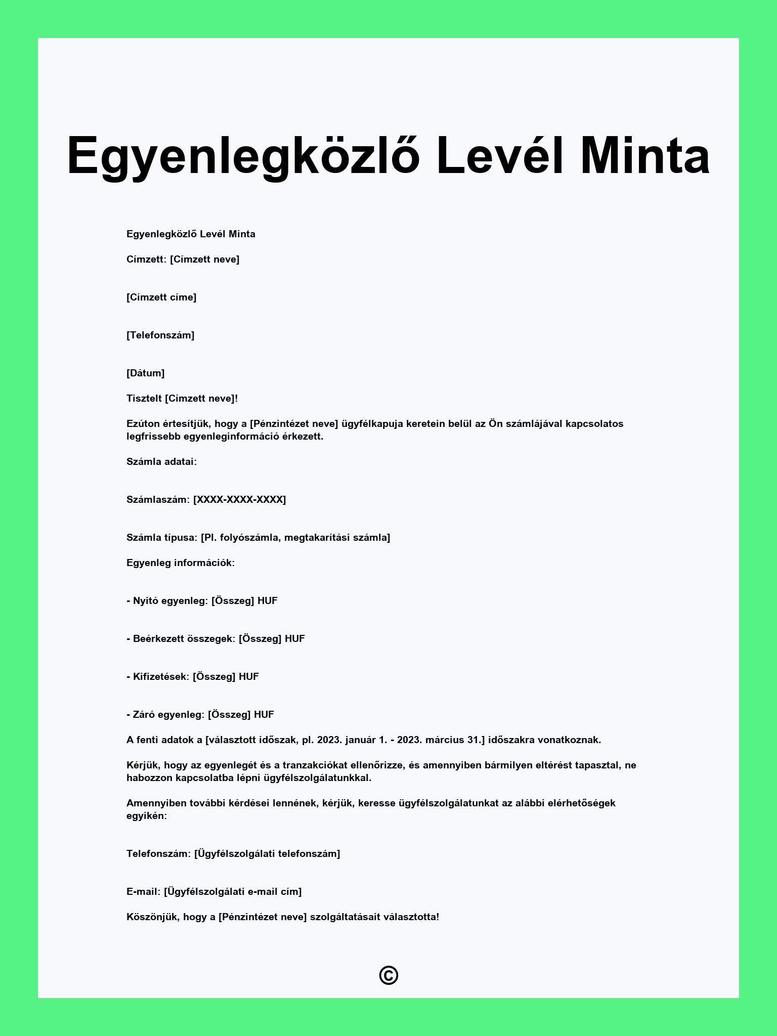 Egyenlegközlő Levél Minta