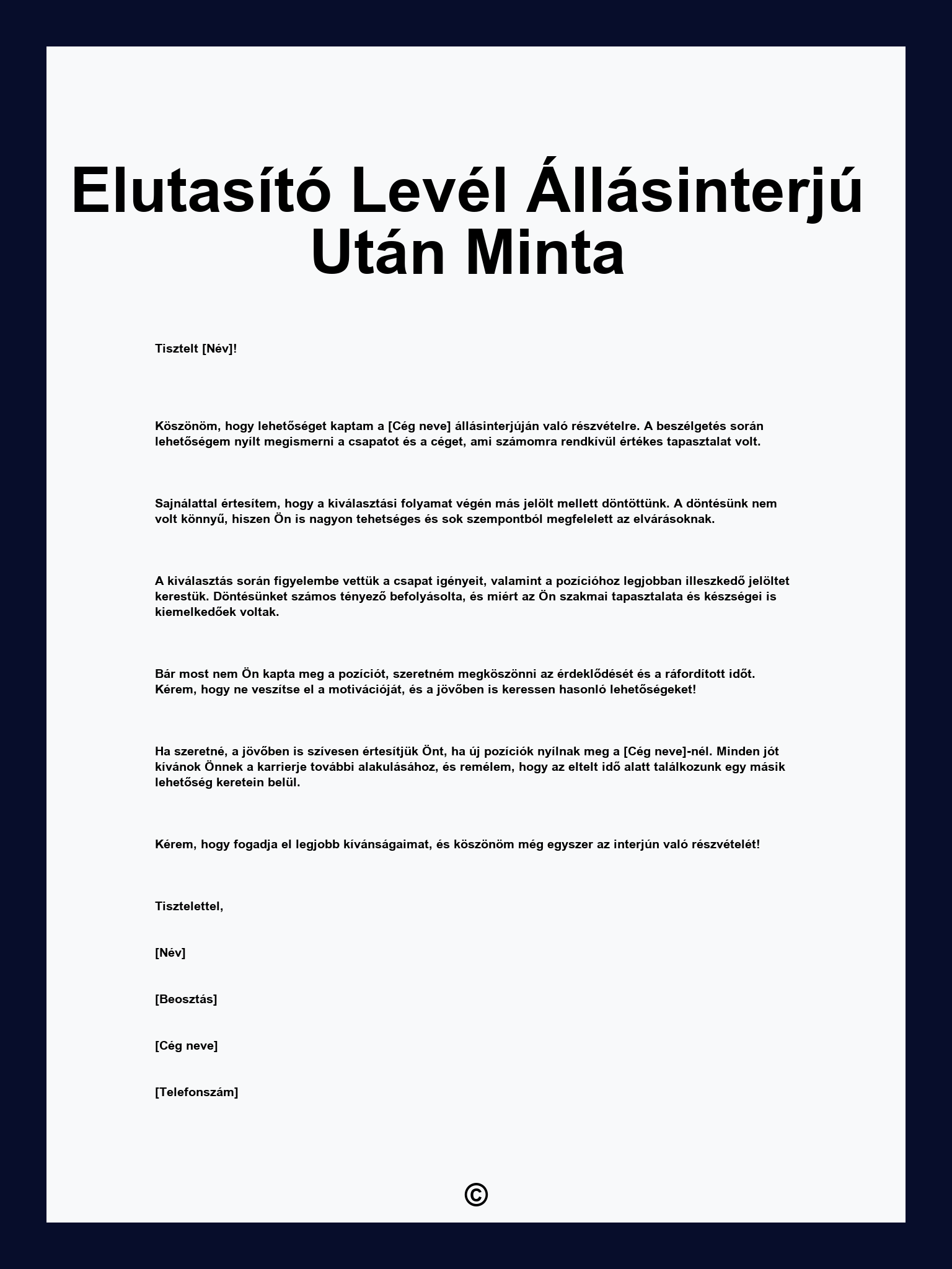 Elutasító Levél Állásinterjú Után Minta