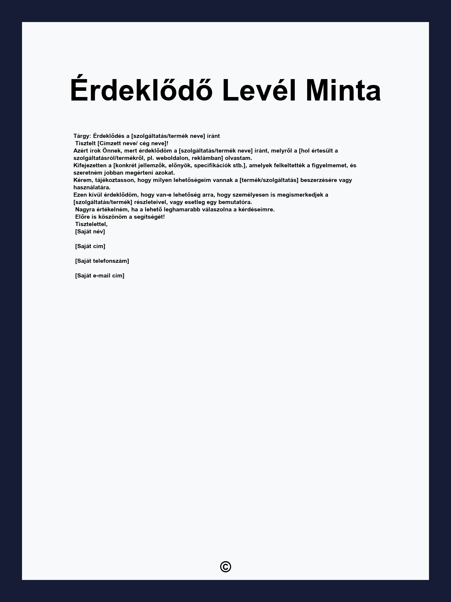 Érdeklődő Levél Minta