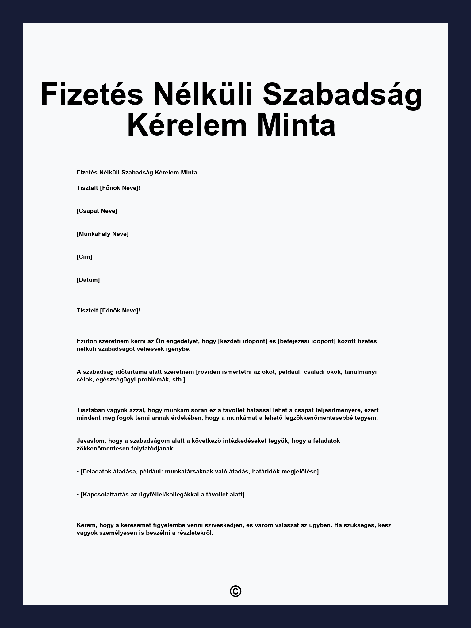 Fizetés Nélküli Szabadság Kérelem Minta