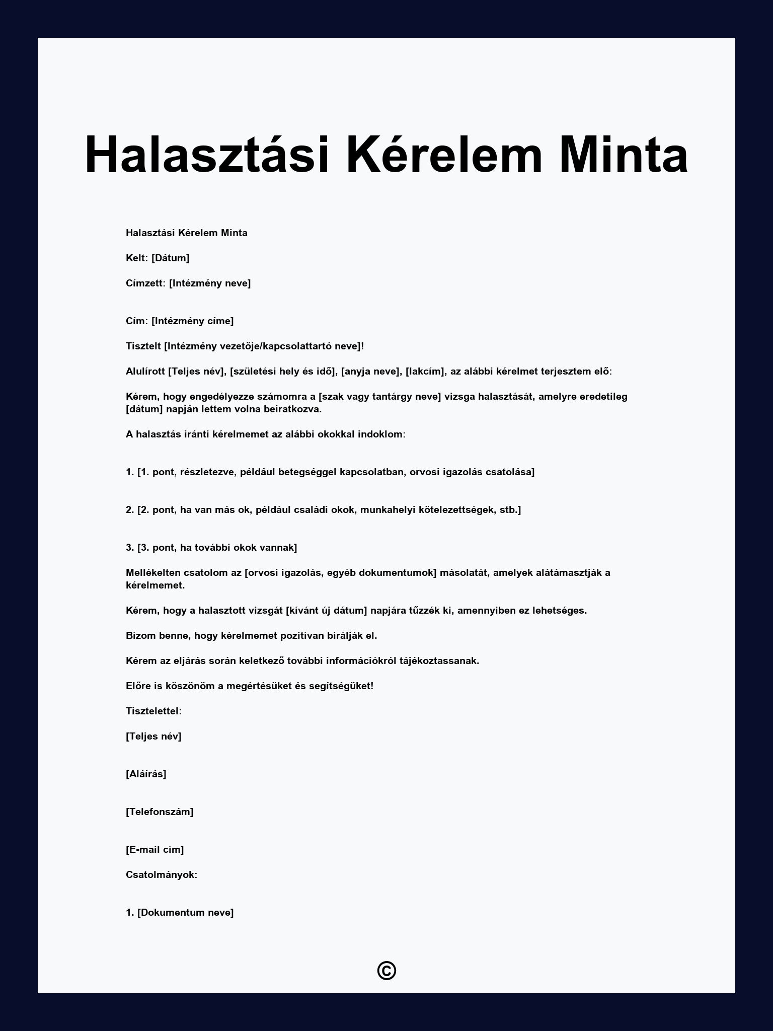 Halasztási Kérelem Minta