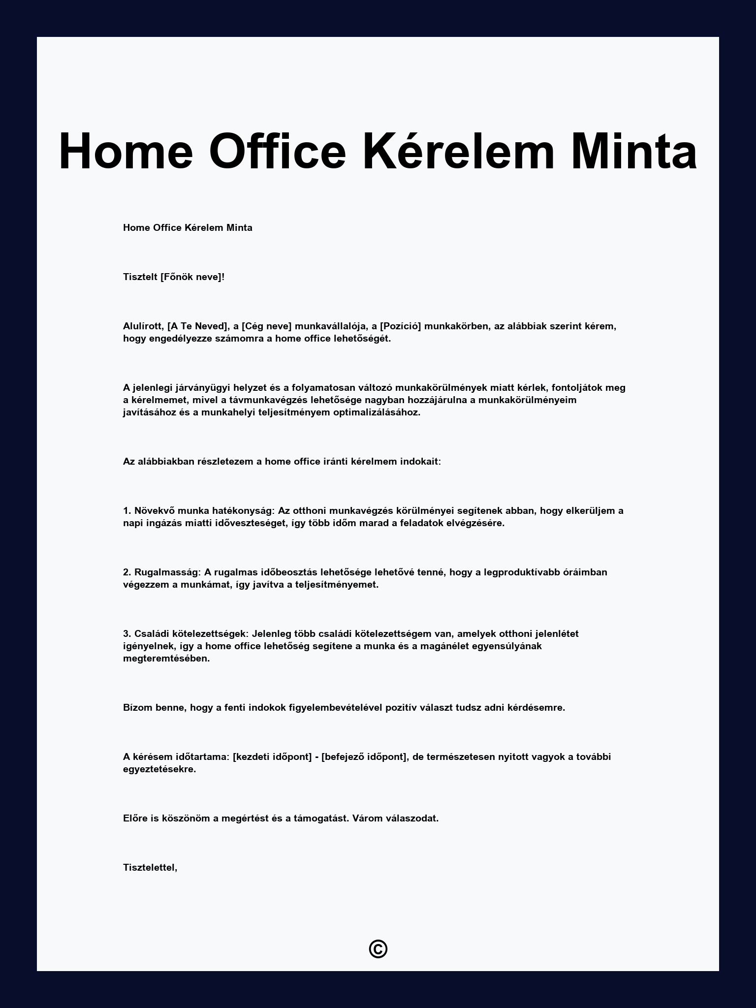 Home Office Kérelem Minta