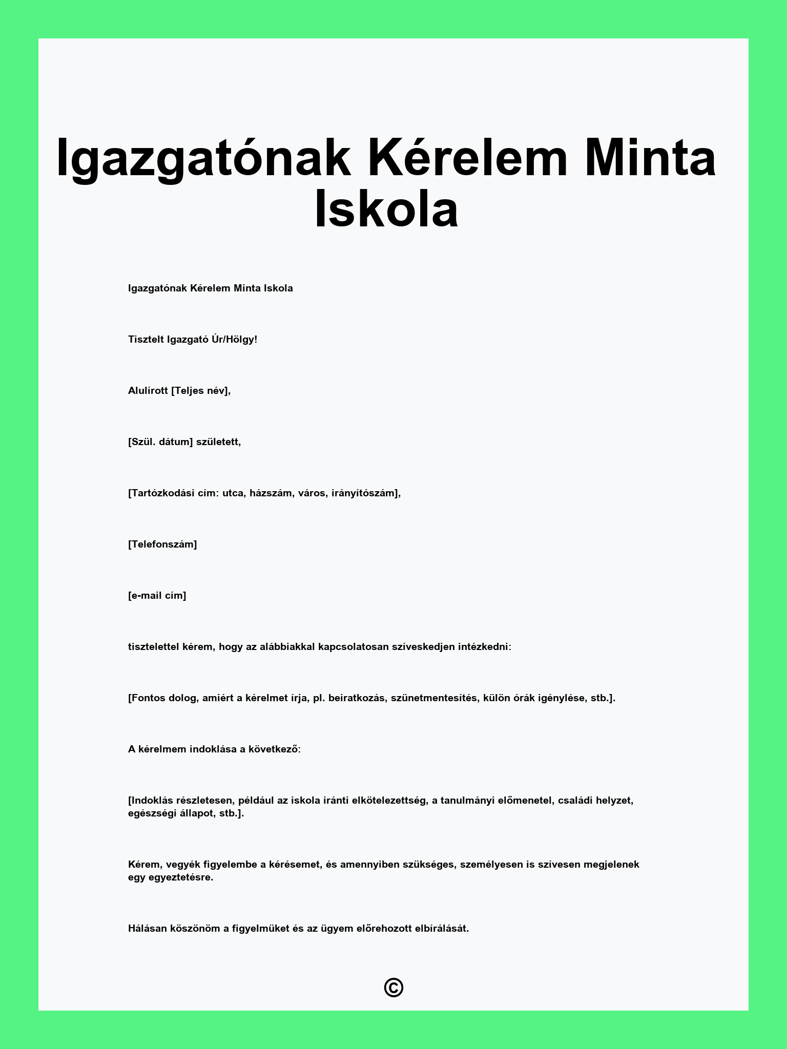 Igazgatónak Kérelem Minta Iskola
