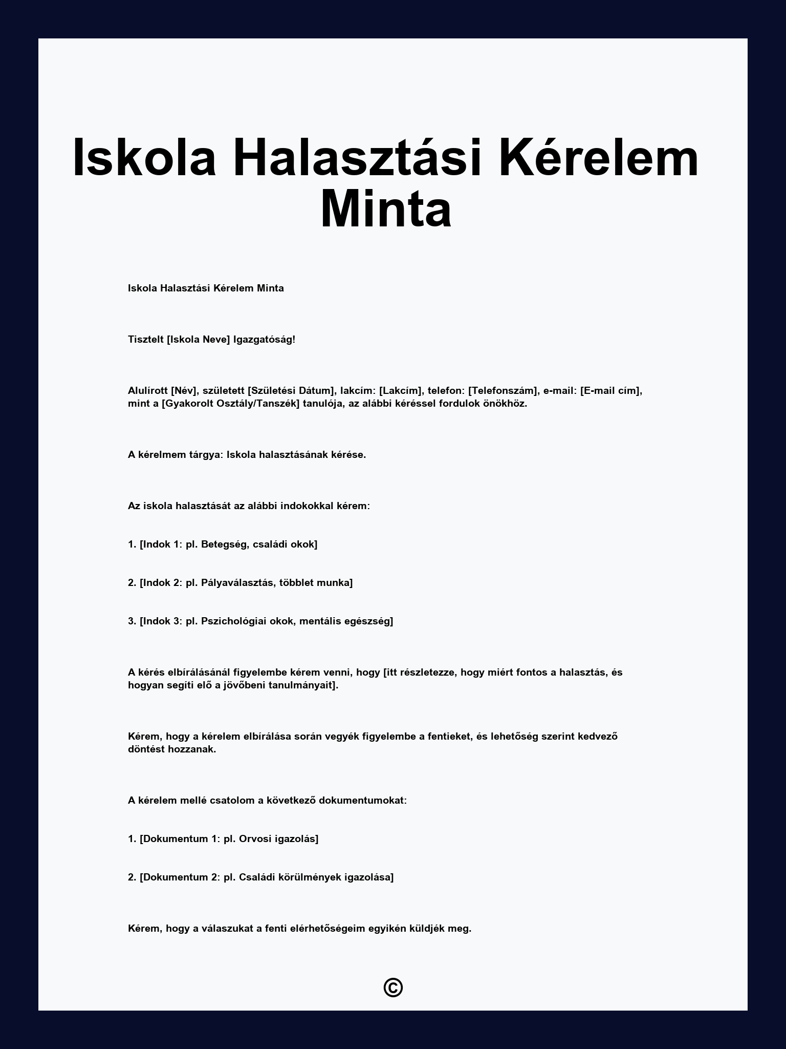 Iskola Halasztási Kérelem Minta