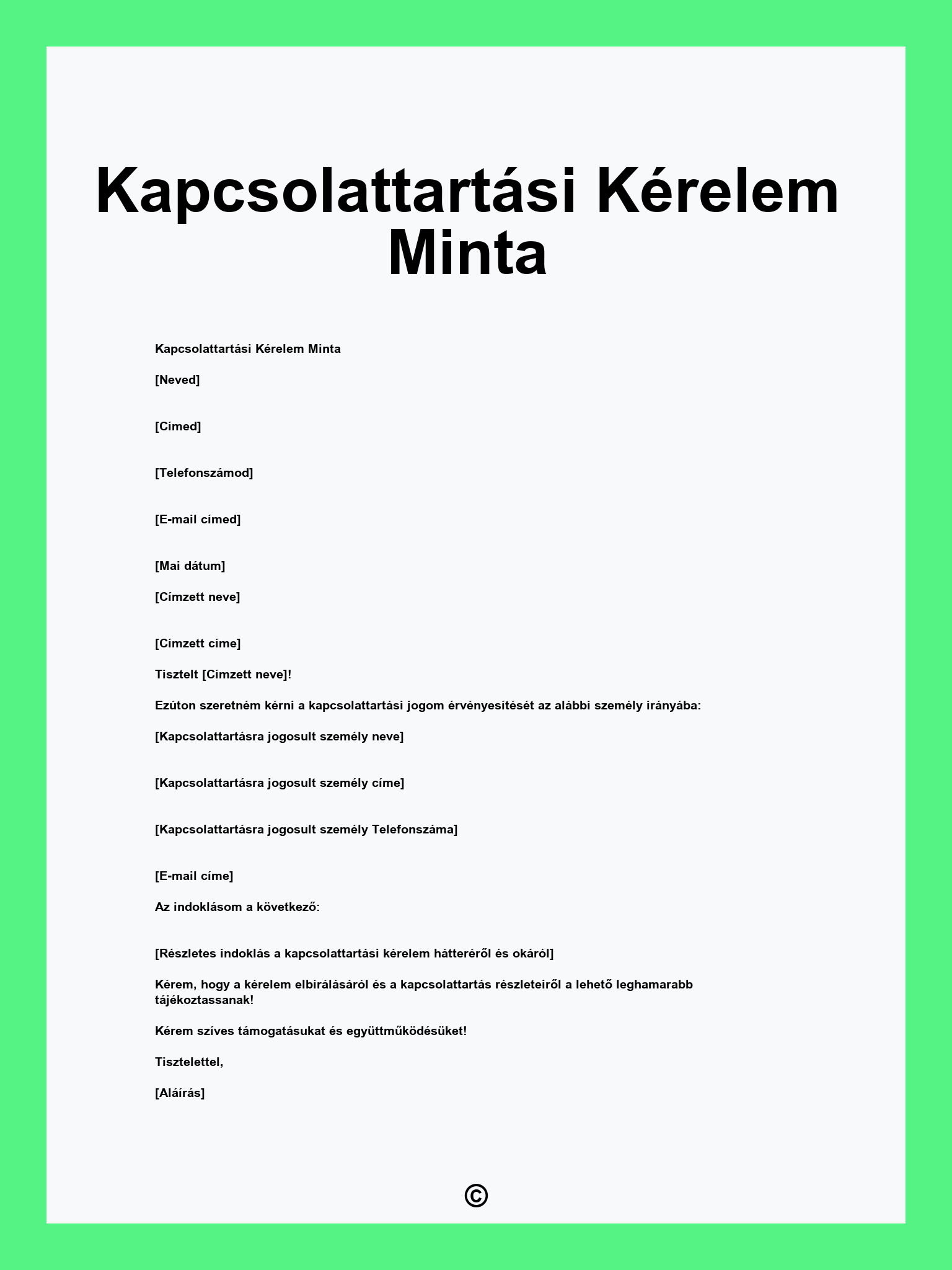 Kapcsolattartási Kérelem Minta