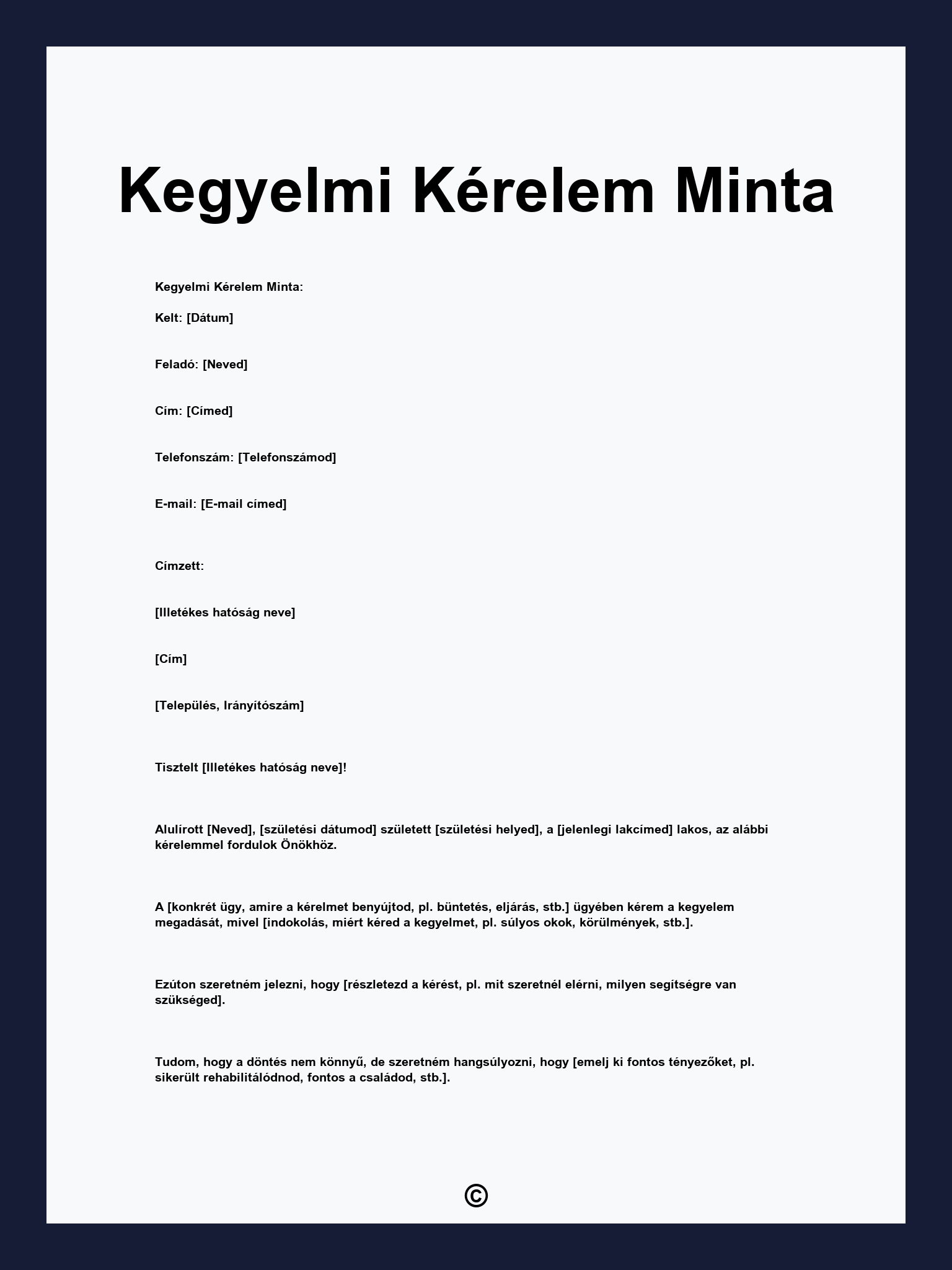Kegyelmi Kérelem Minta
