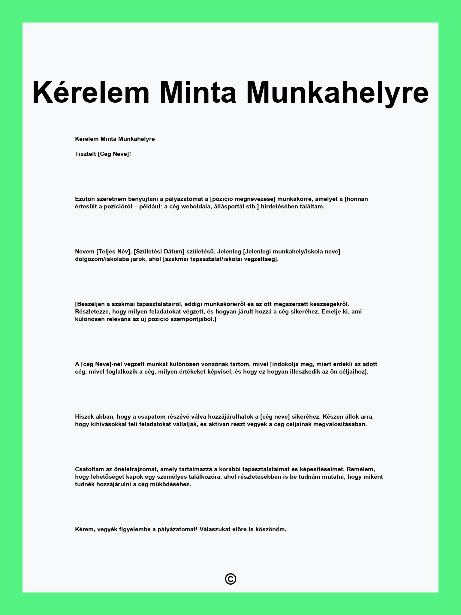 Kérelem Minta Munkahelyre