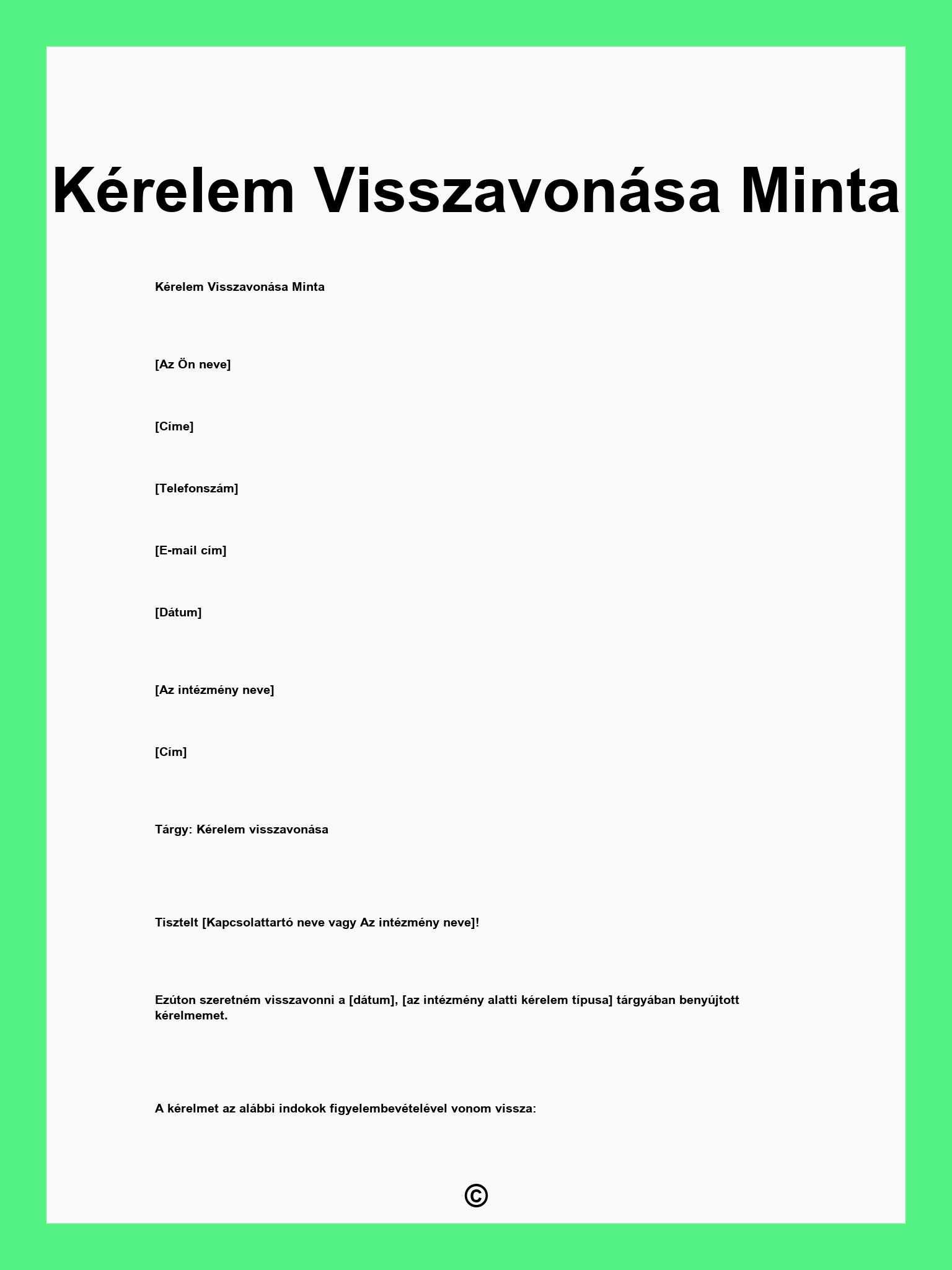 Kérelem Visszavonása Minta