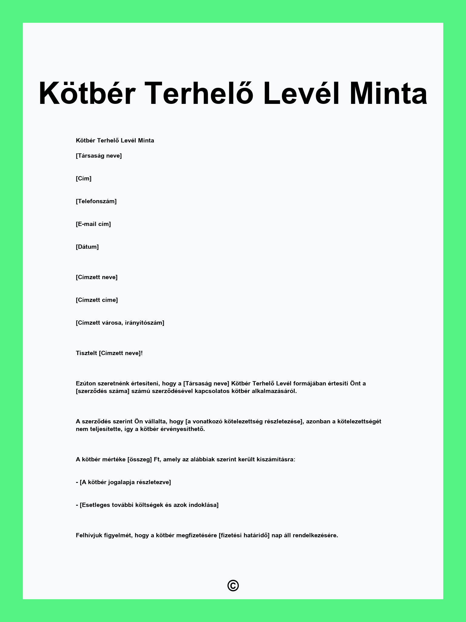 Kötbér Terhelő Levél Minta
