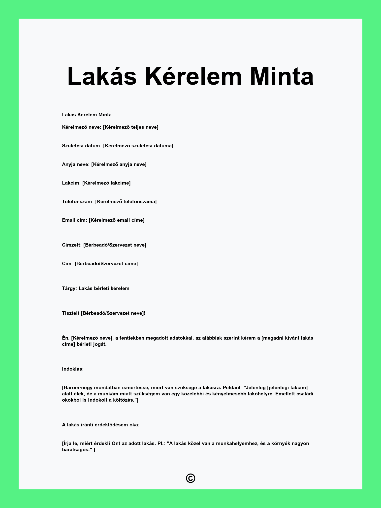 Lakás Kérelem Minta