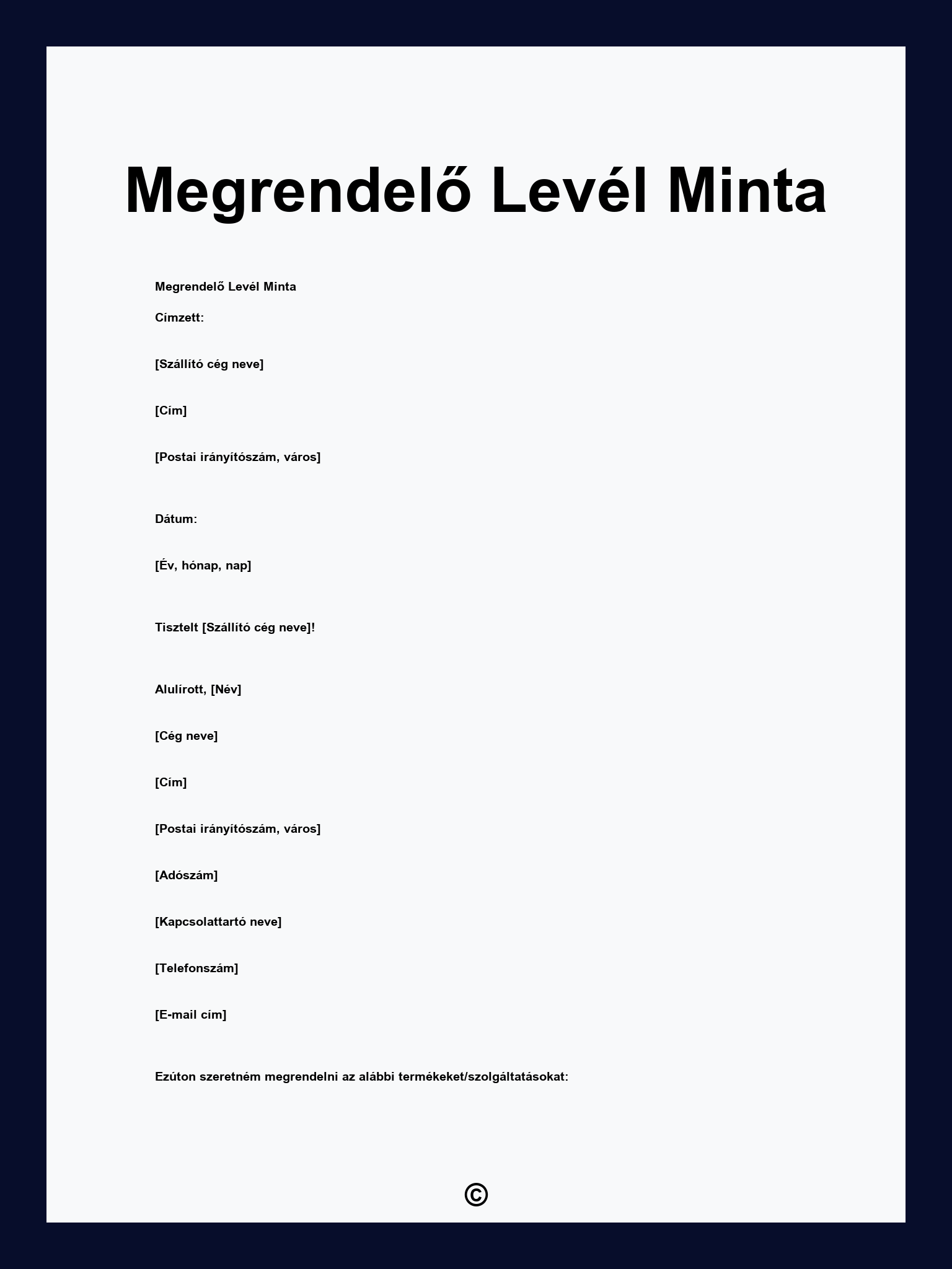 Megrendelő Levél Minta