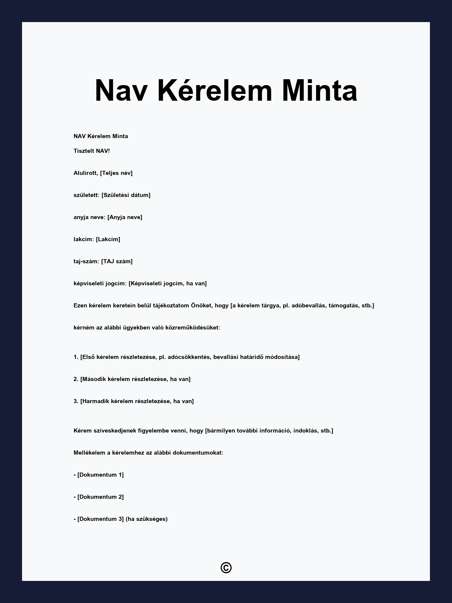 Nav Kérelem Minta