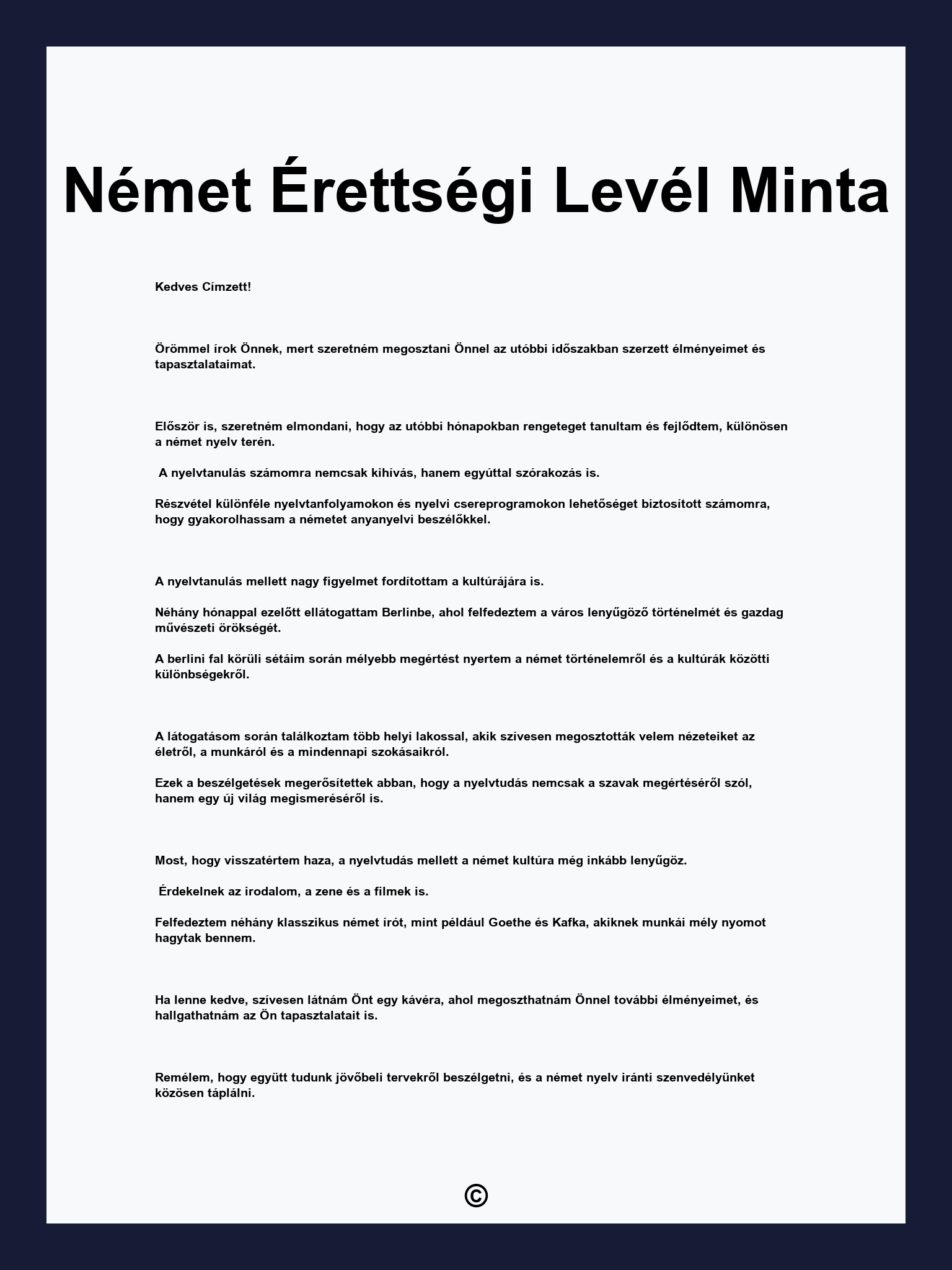 Német Érettségi Levél Minta