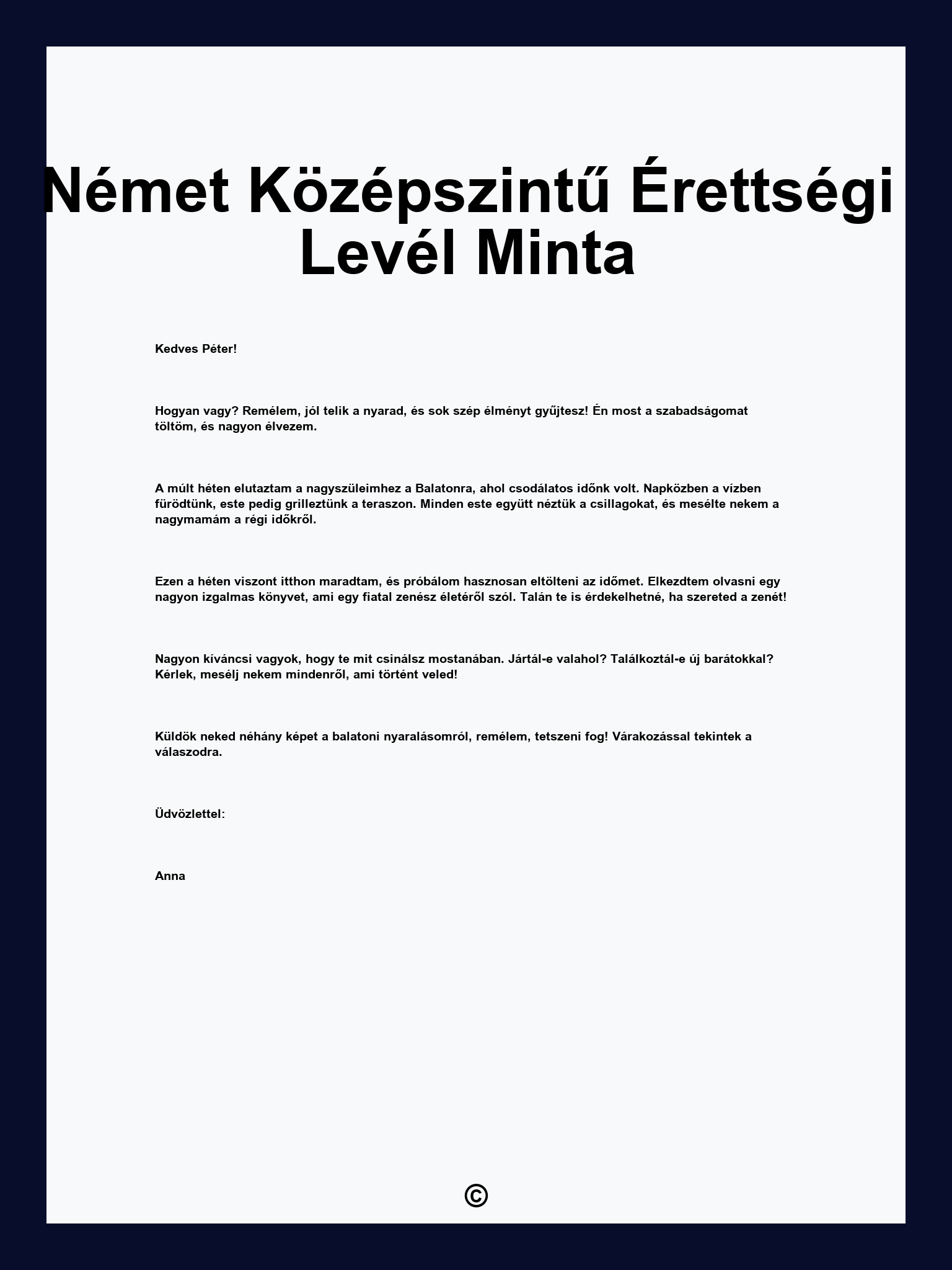Német Középszintű Érettségi Levél Minta