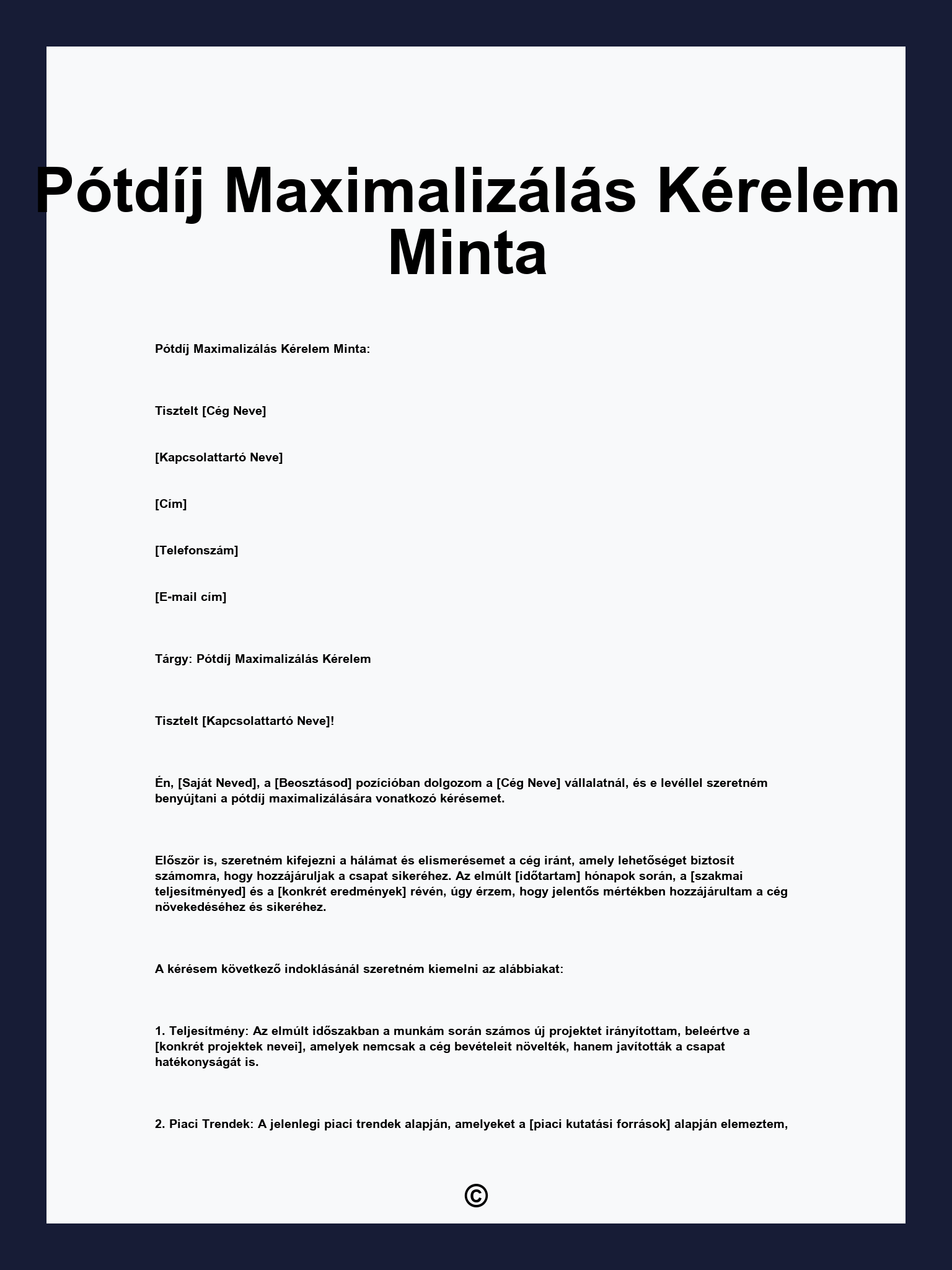 Pótdíj Maximalizálás Kérelem Minta