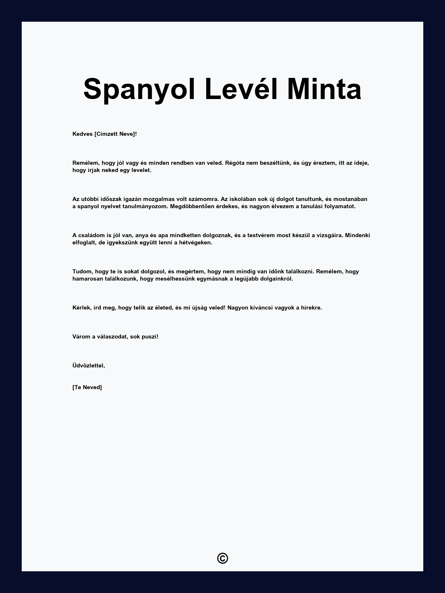 Spanyol Levél Minta