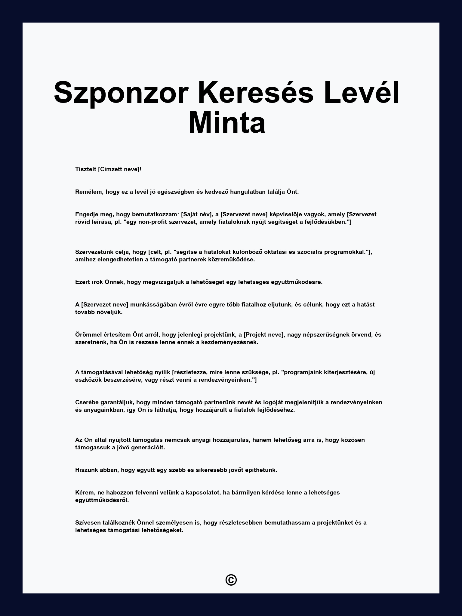 Szponzor Keresés Levél Minta