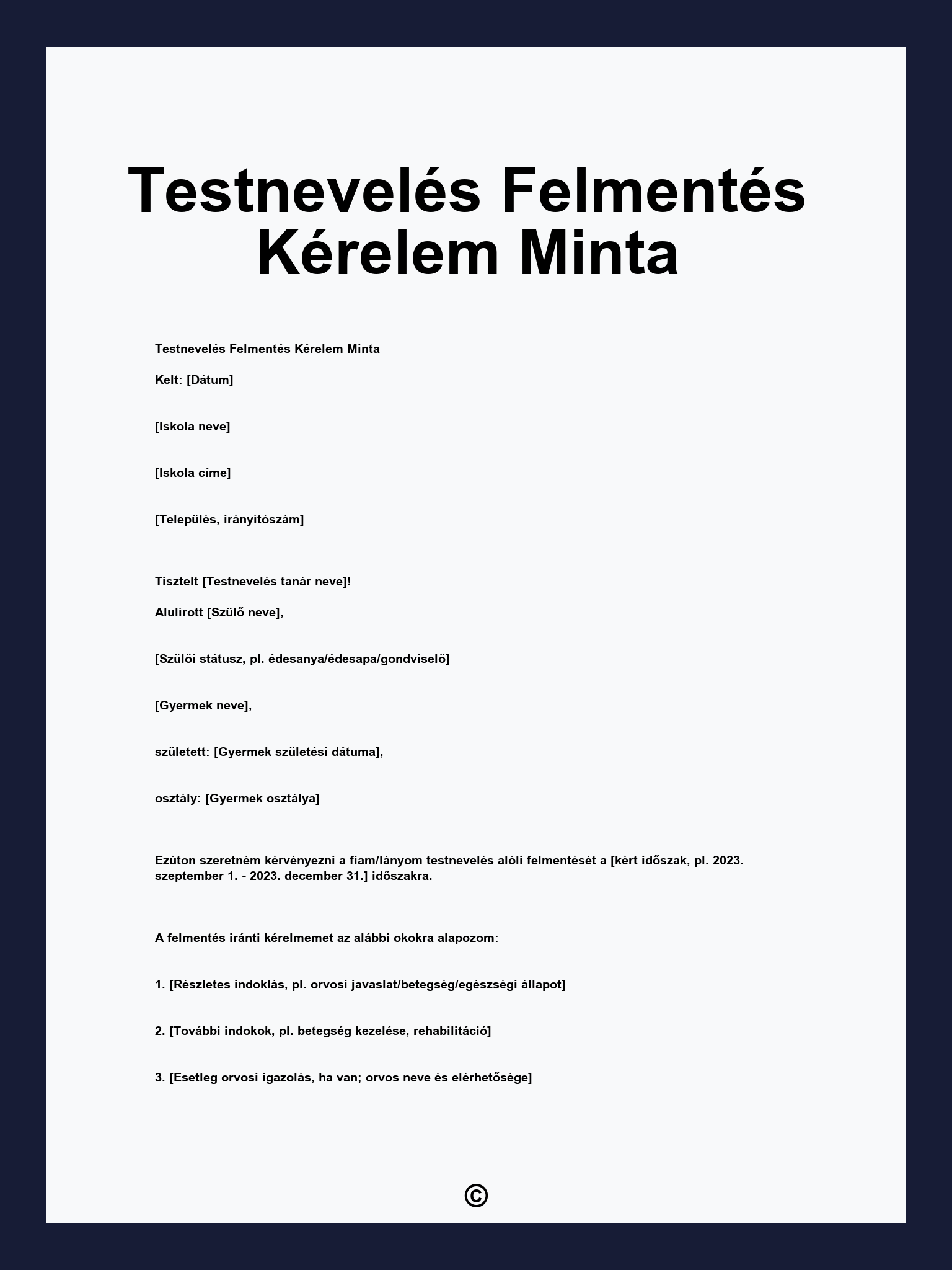 Testnevelés Felmentés Kérelem Minta