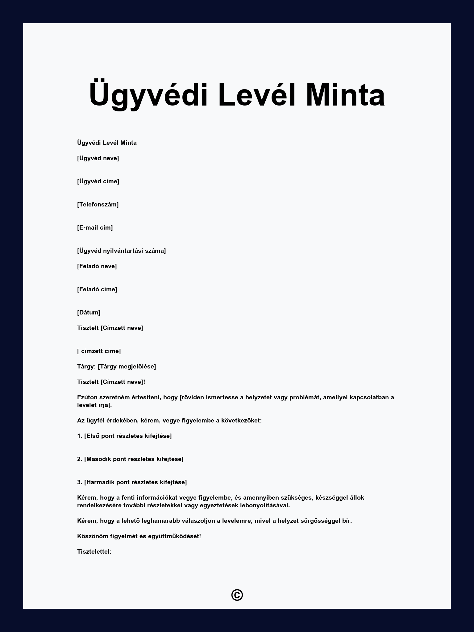 Ügyvédi Levél Minta