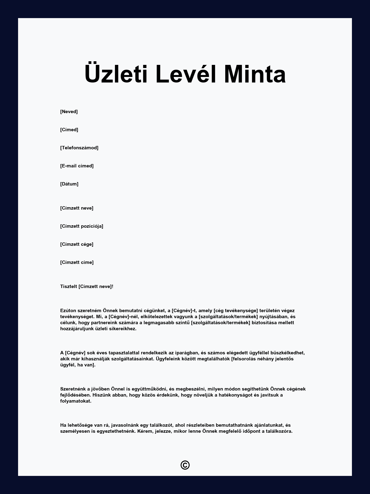 Üzleti Levél Minta